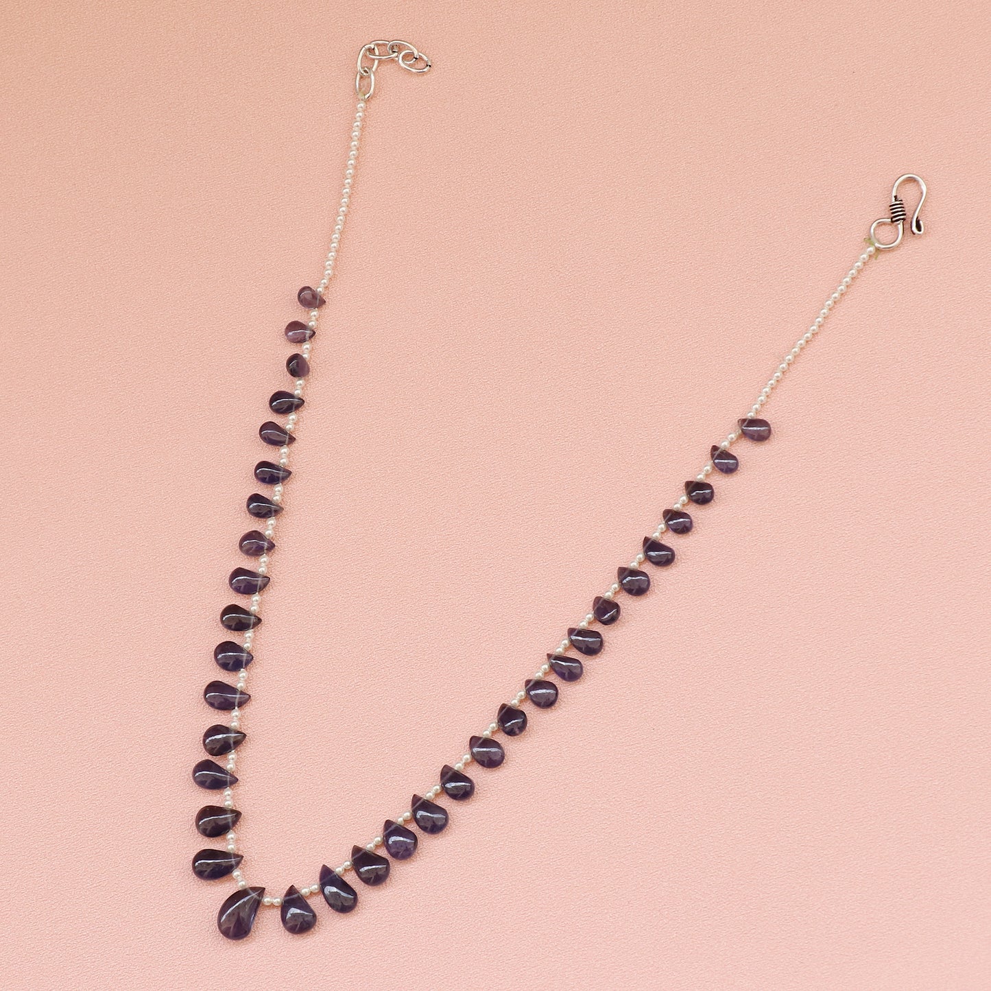 Natural Iolite Gemstone Drops Beaded Necklace