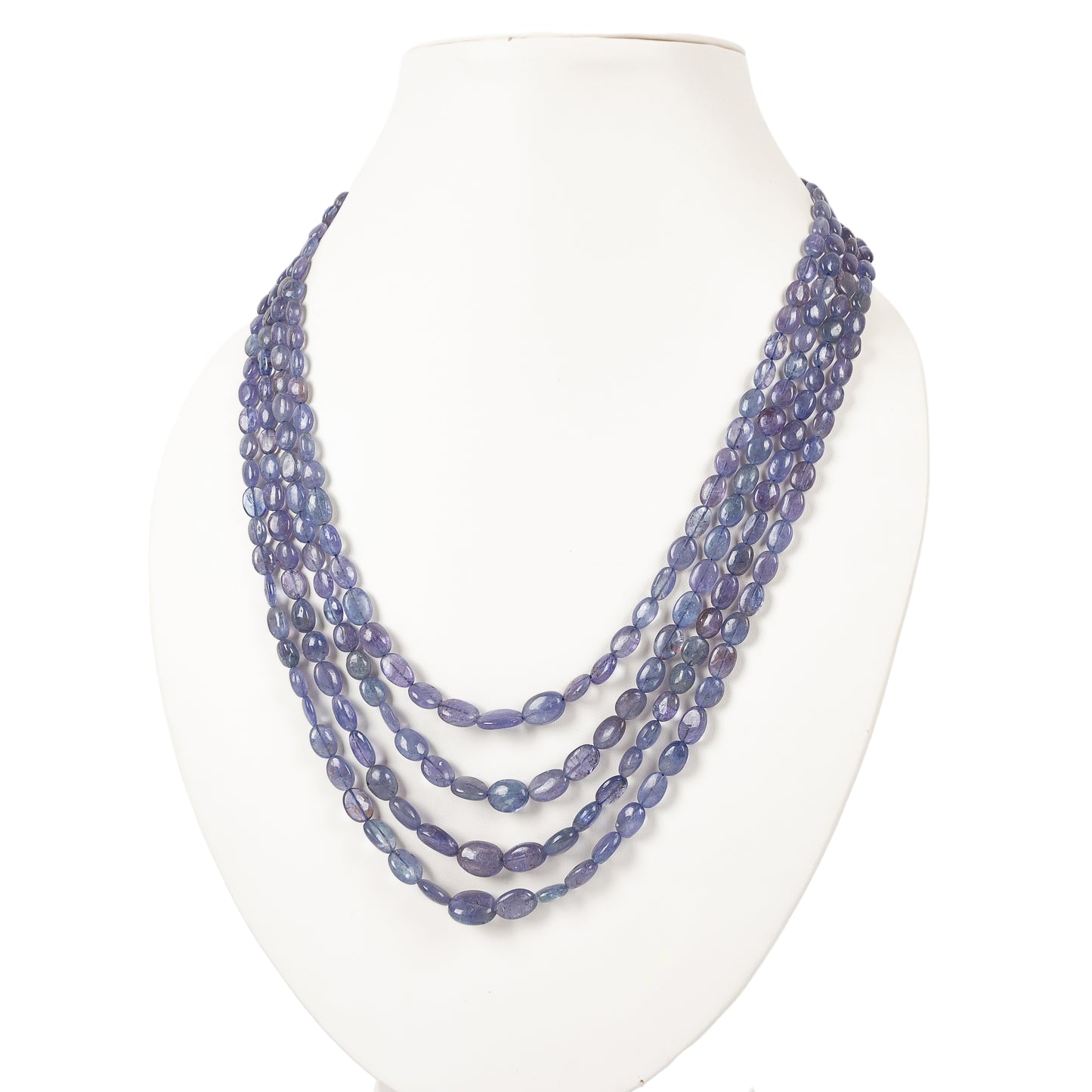 Natural Tanzanite Oval Gemstone Beads Necklace