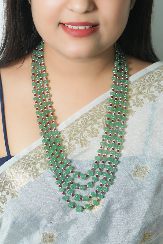 Natural Green Strawberry Pumpkin & Red Jade Gemstone Beads Necklace Jewelry