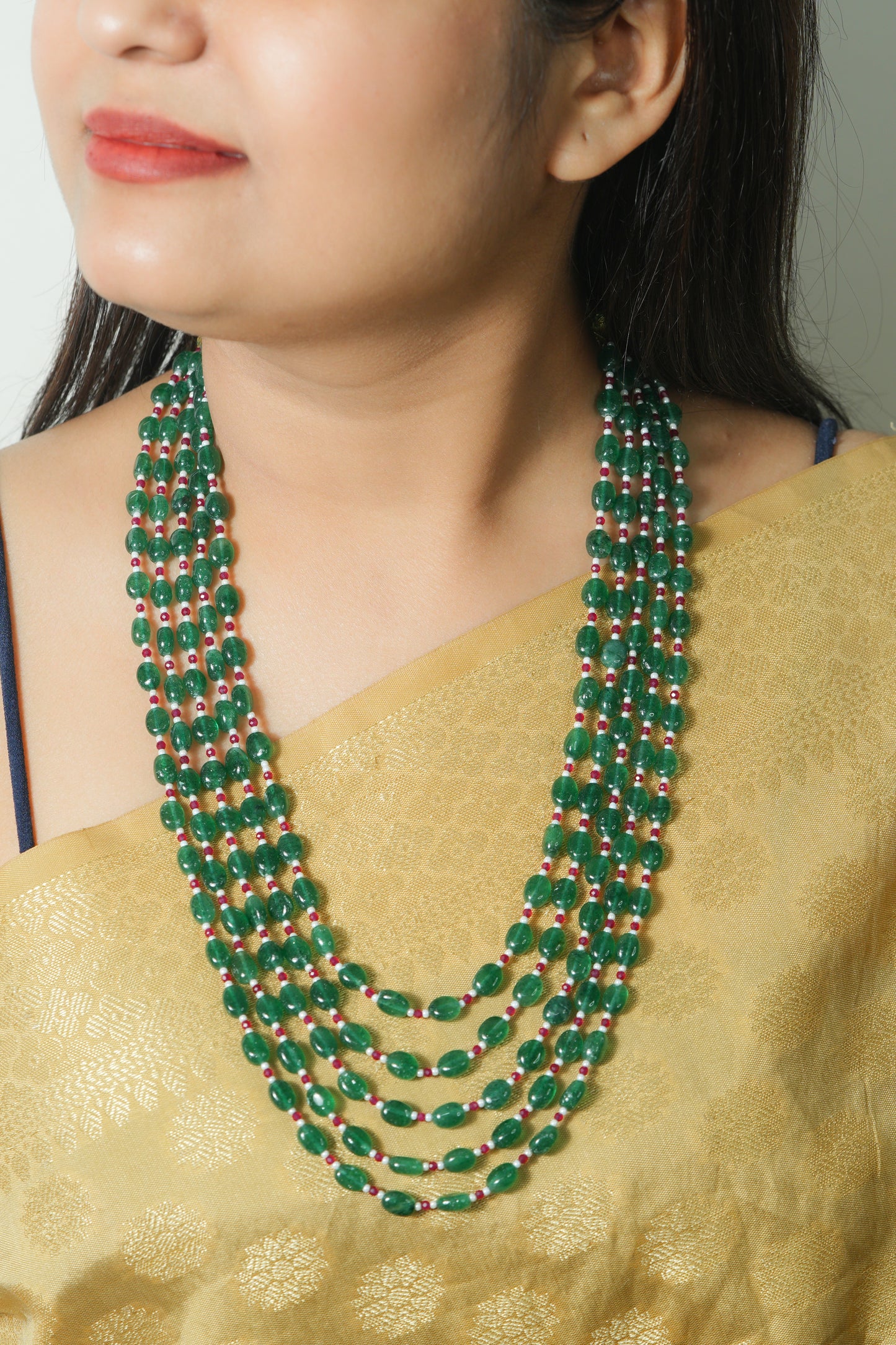 Natural Aventurine Gemstone Oval Beads Necklace Jewelry RBOGO