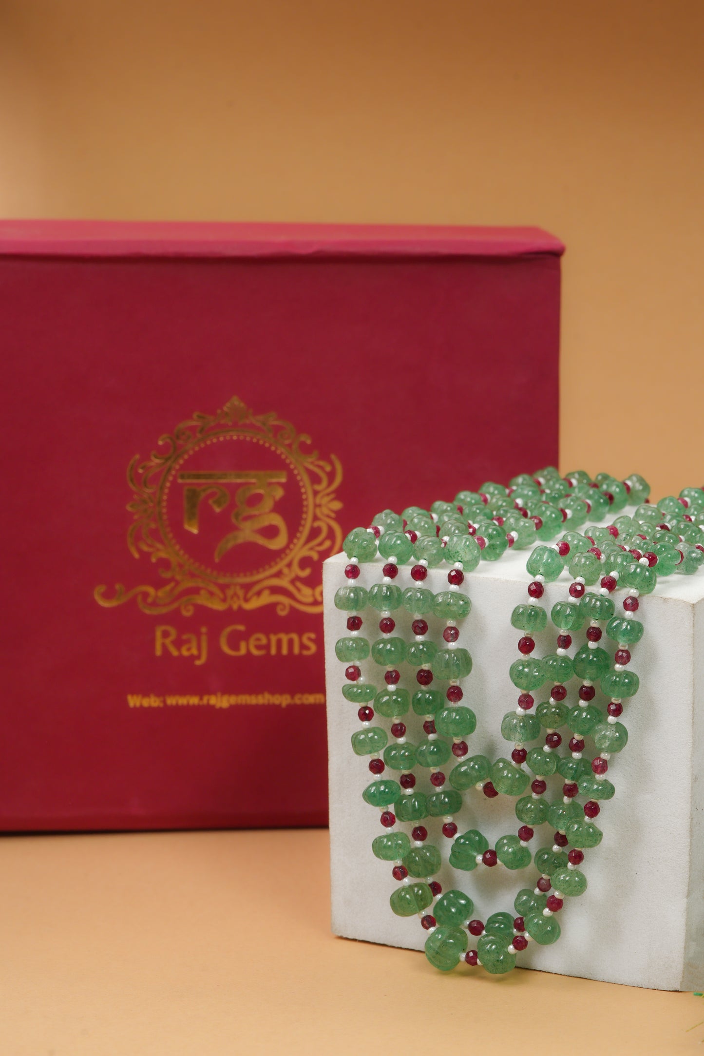 Natural Green Strawberry Pumpkin & Red Jade Gemstone Beads Necklace Jewelry