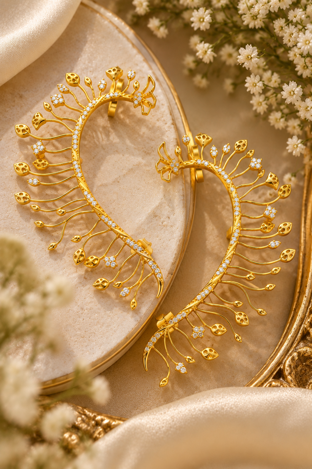 18 karat Gold Earcuffs with Natural Diamond