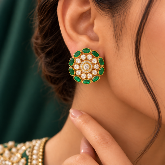 925 Silver Green Stud Earring