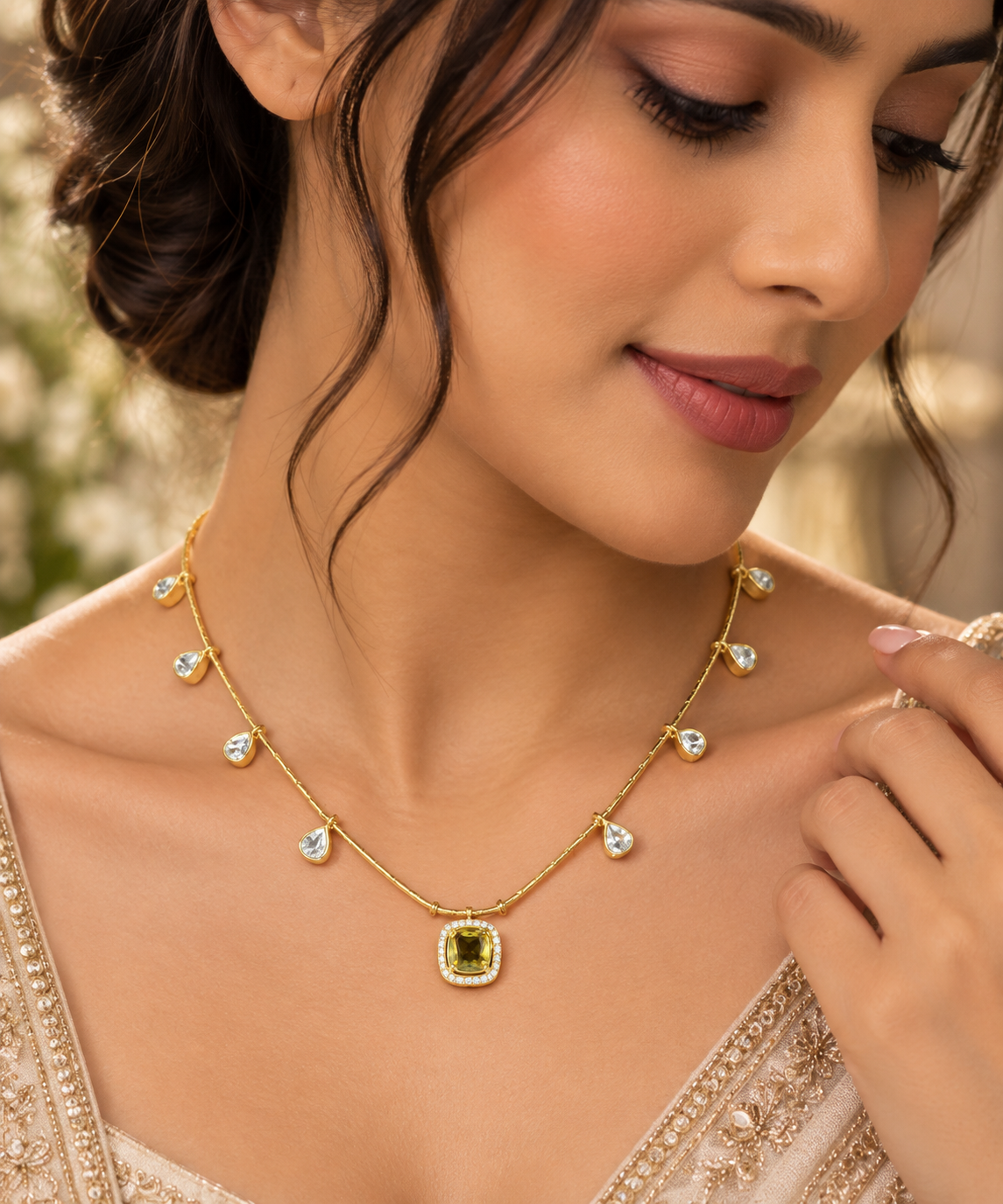 Pure yellow Designer Neckline