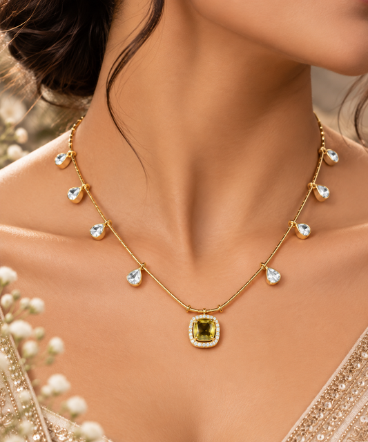 Pure yellow Designer Neckline