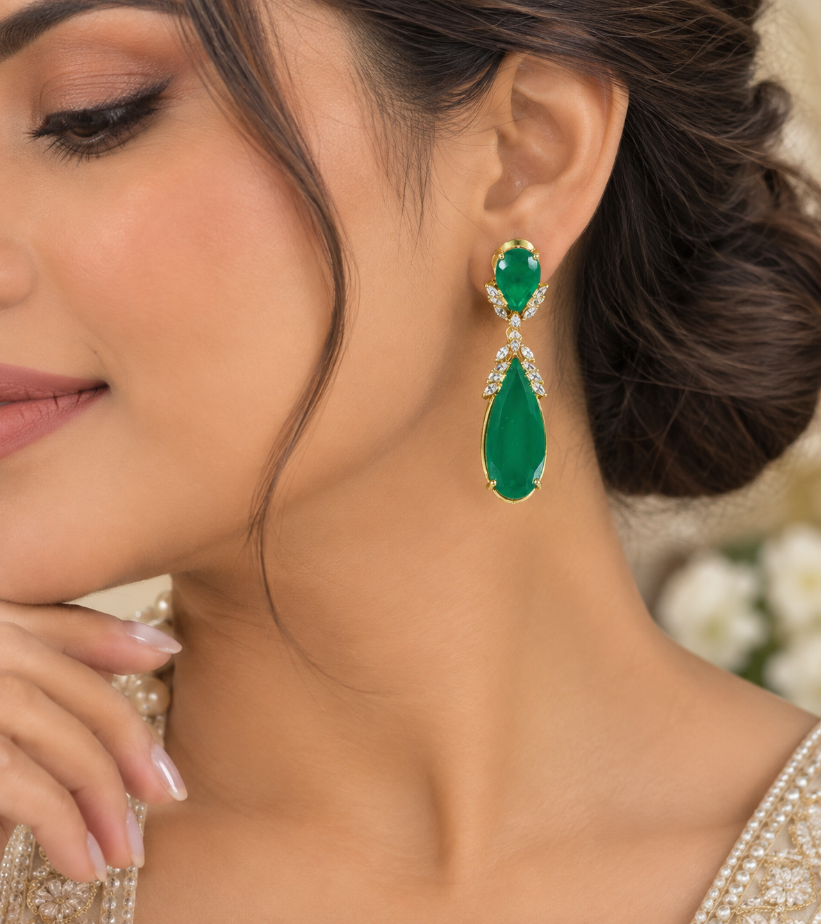 925 Silver Designer Green earrings