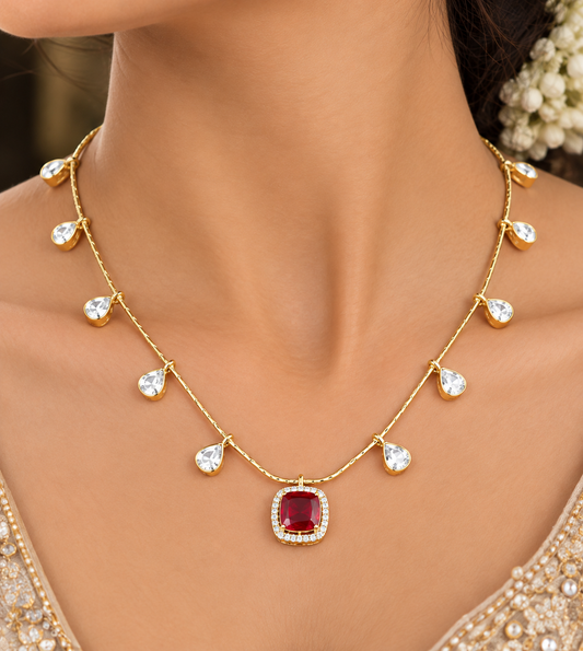 Pure red Designer Neckline