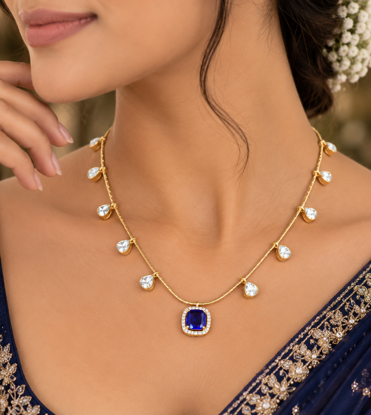 Pure Blue Designer Neckline