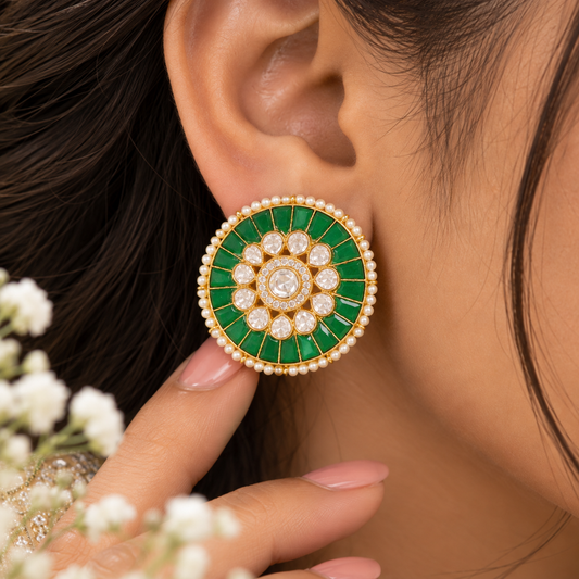 925 Silver Green Stud Earring