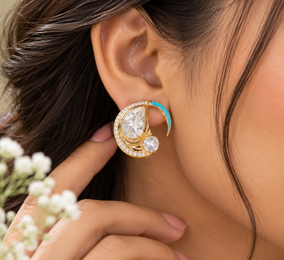 Designer Peacock 925 Silver Stud Earrings