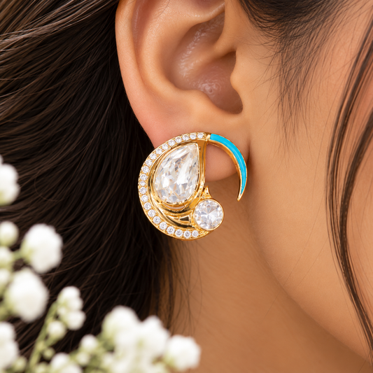Designer Peacock 925 Silver Stud Earrings