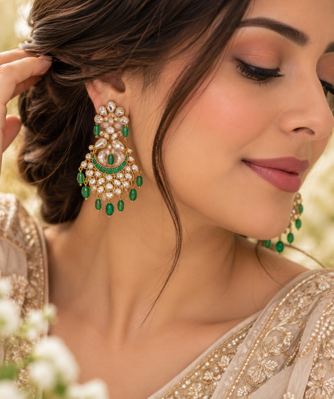 925 Silver Moissanite Green Earring
