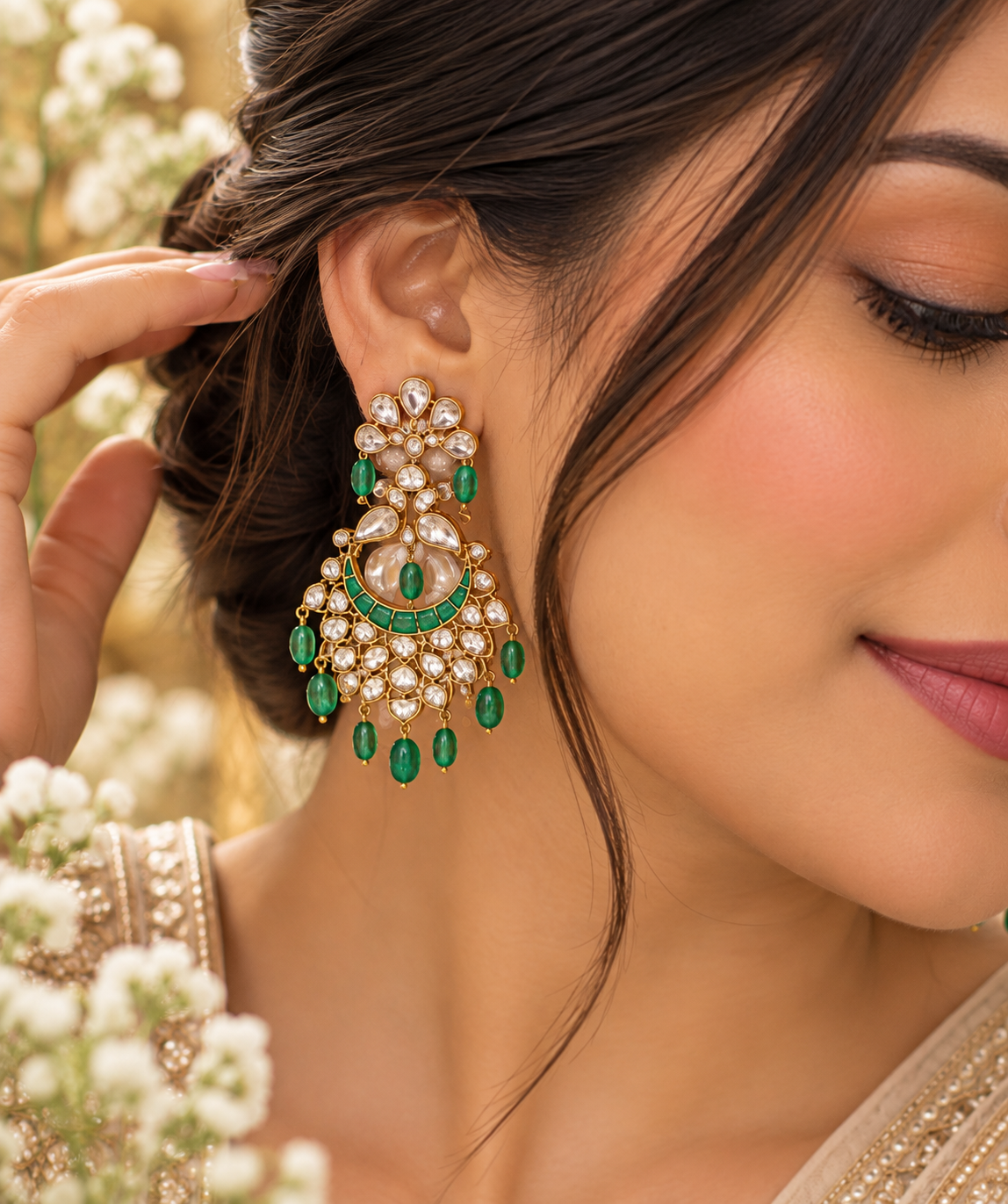 925 Silver Moissanite Green Earring