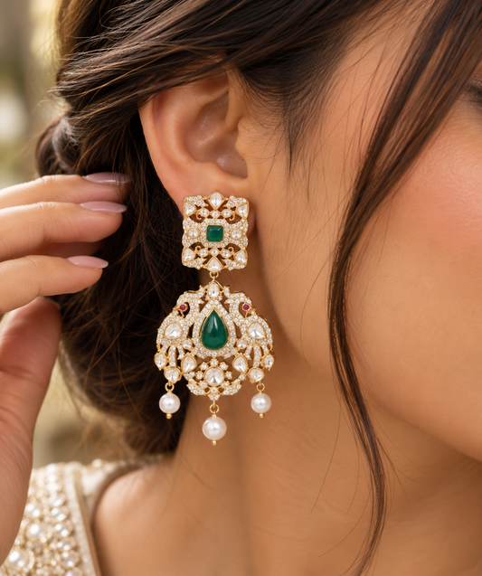 925 Silver Moissanite Green Earring