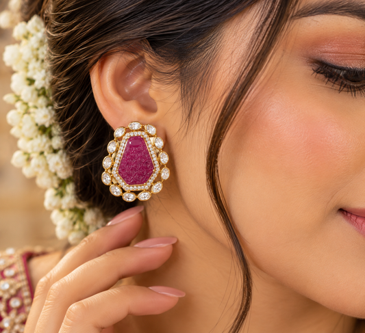 Designer 925 Silver Ruby Earrings