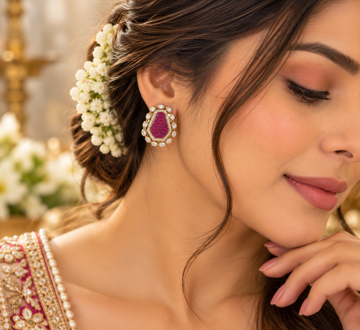 Designer 925 Silver Ruby Earrings