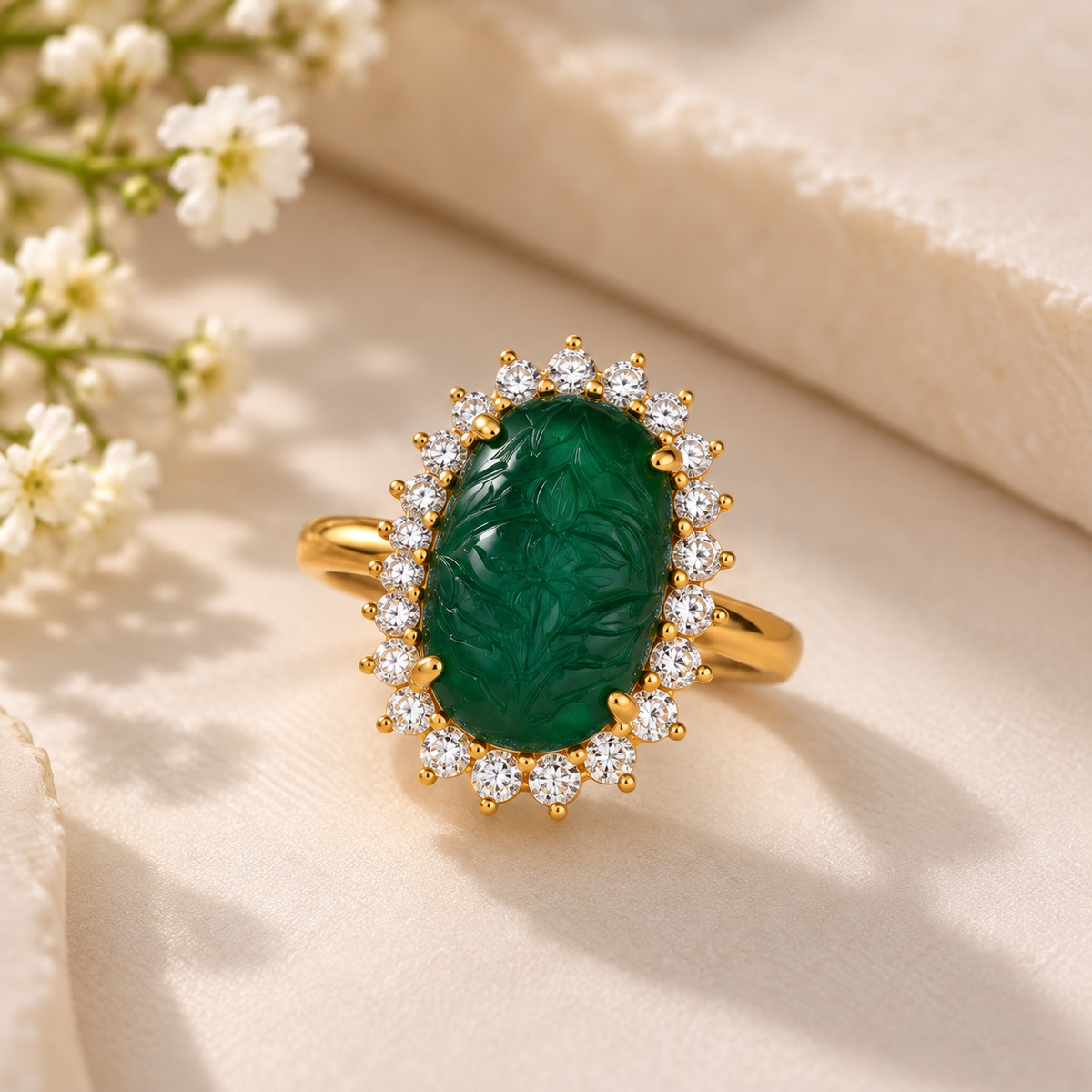 Designer 925 Silver Emerald Ring