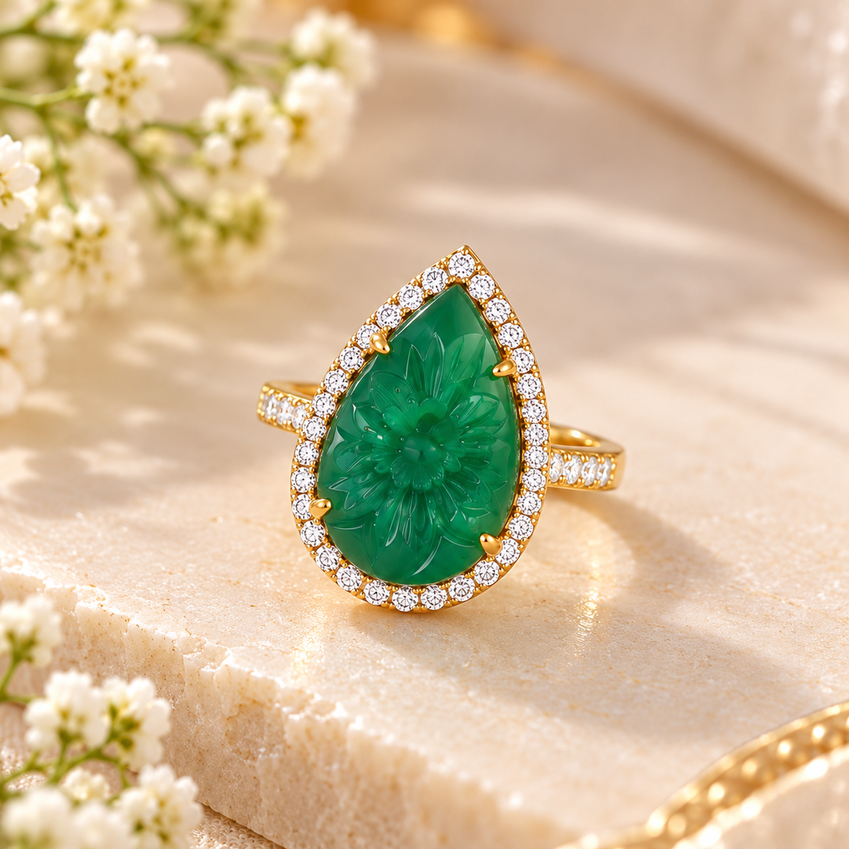 Designer 925 Silver Emerald Ring