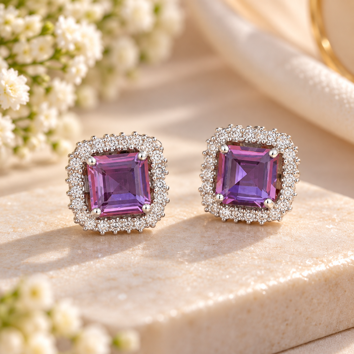 Designer 925 Silver Natural Amethyst Earrings