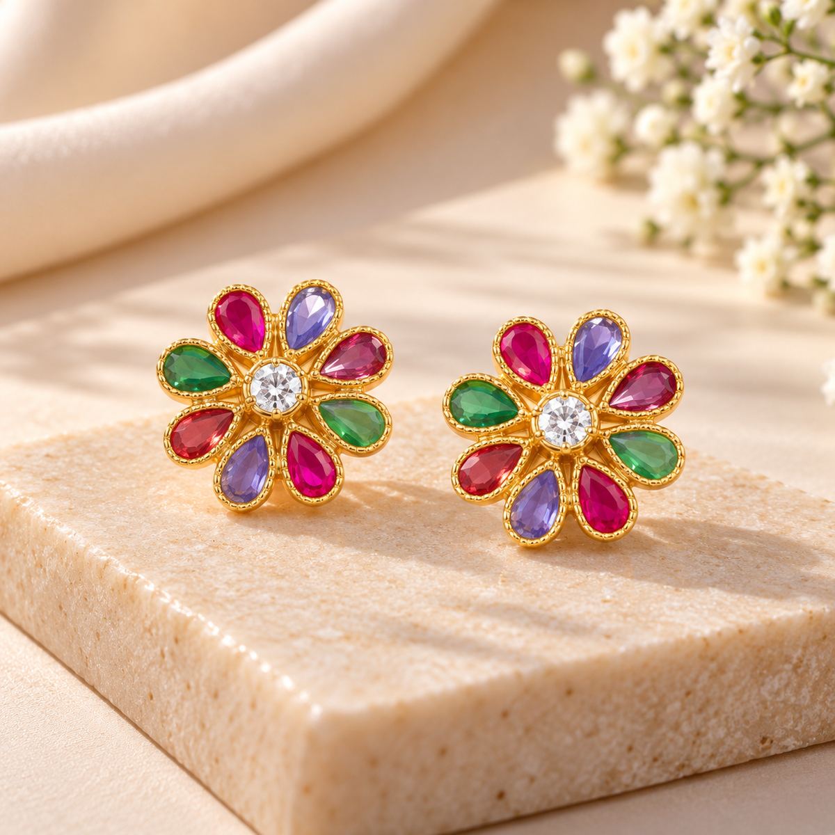 Designer Pure Silver Multi Earrings