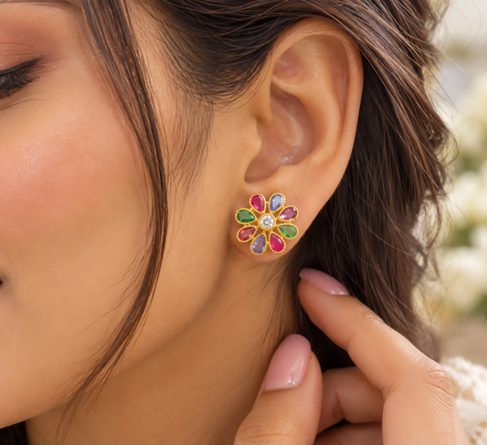 Designer Pure Silver Multi Earrings