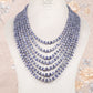 Natural Iolite & Pearl Gemstone Pumpkin Beads Necklace Jewelry