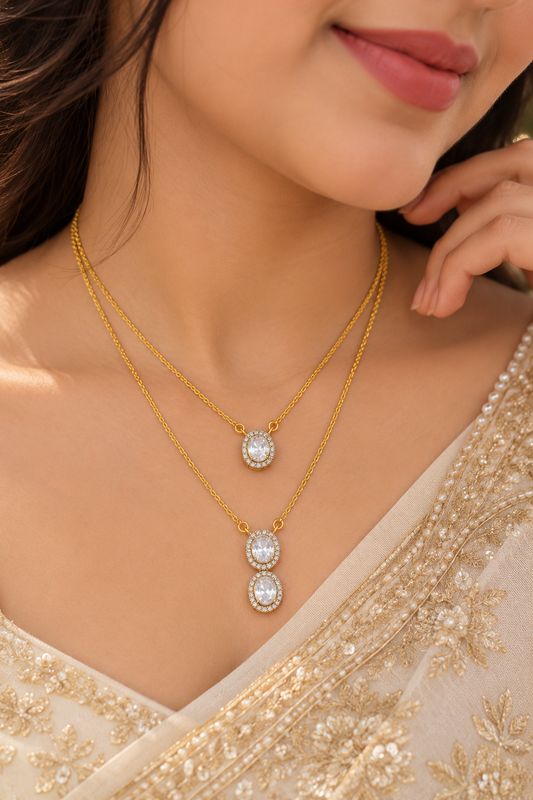 Designer 18 Karat Gold Double Layer Polki Pendant Necklace