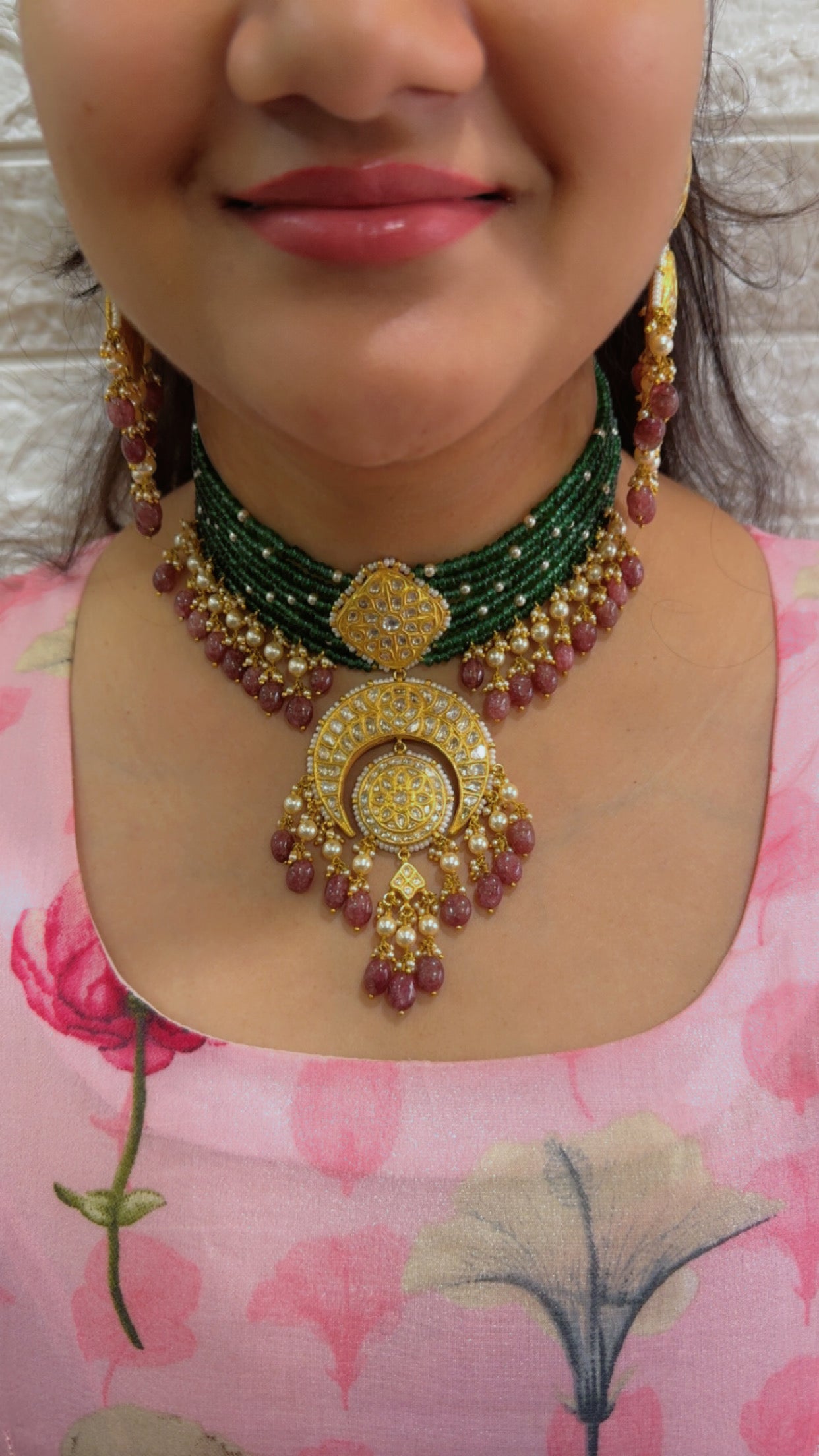 Designer 22kt Gold Hallmarked Jewellery Diamond Polki Necklace