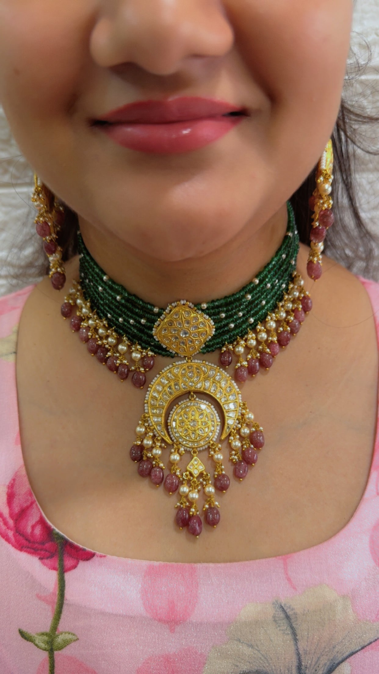Designer 22kt Gold Hallmarked Jewellery Diamond Polki Necklace