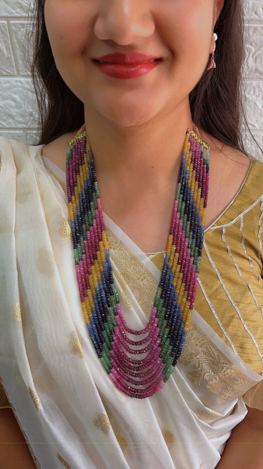 Natural Multi Precious Sapphire Gemstone Beads Necklace Jewelry