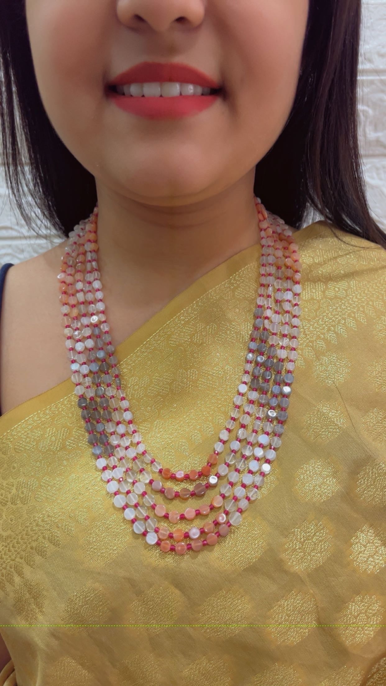 Natural Multi Moonstone Coin Shape Gemstone Necklace Jewelry QC3