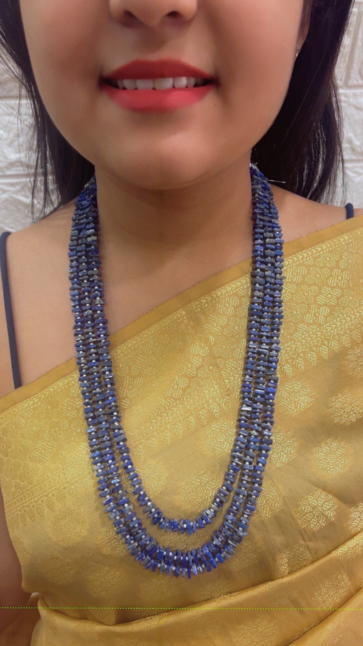 Natural Lapis Lazuli Gemstone Square Beads Necklace Jewelry