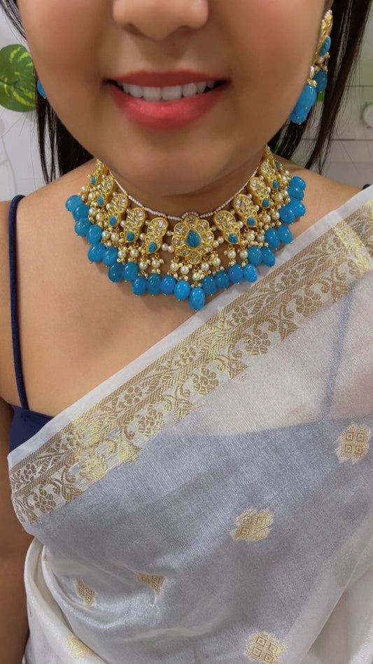 22K Gold Hallmarked Diamond Polki Necklace Jewelry