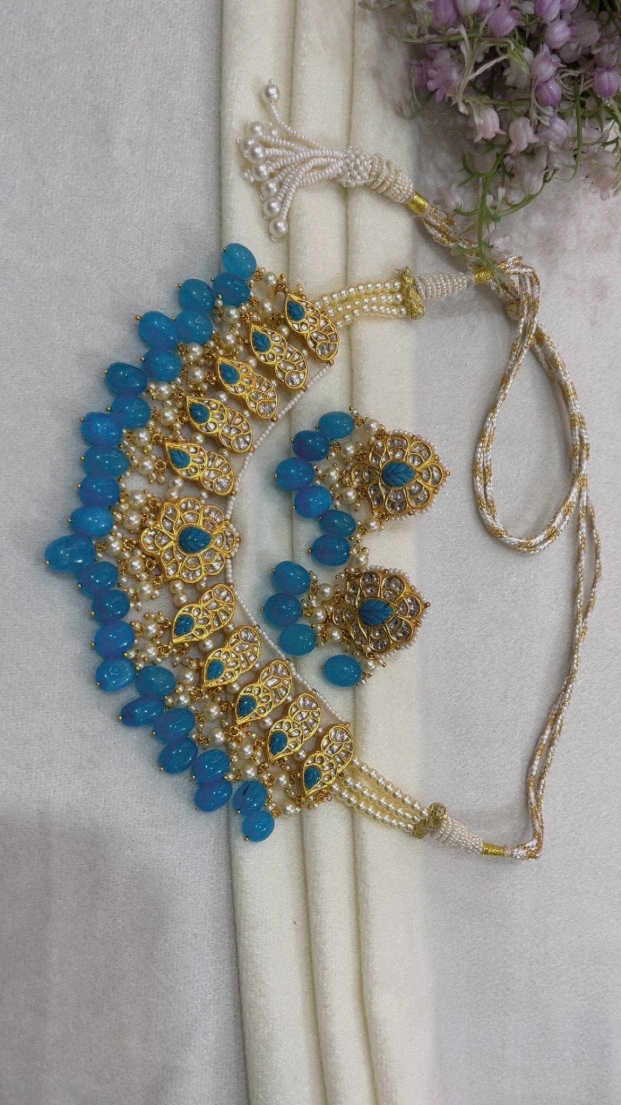22K Gold Hallmarked Diamond Polki Necklace Jewelry
