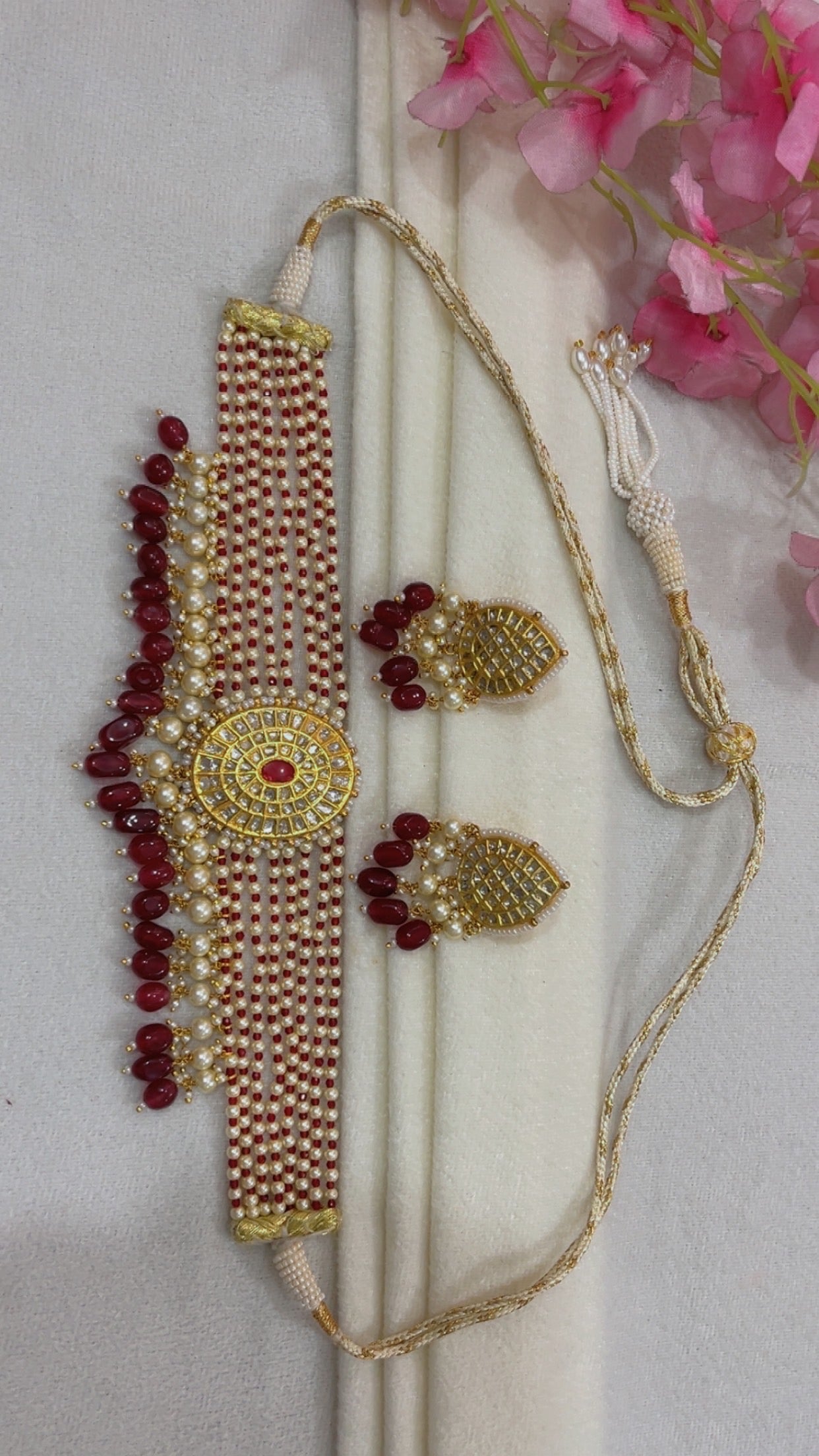 22K Gold Hallmarked Diamond Polki Necklace Jewelry