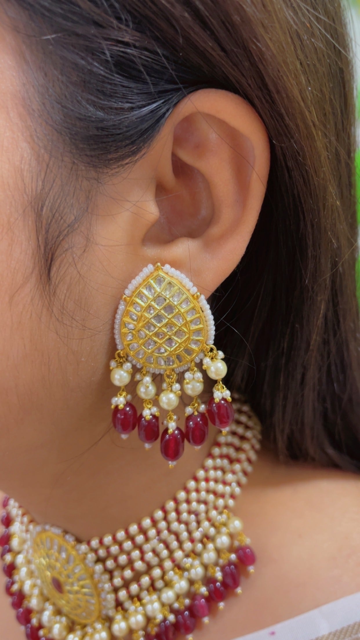 22K Gold Hallmarked Diamond Polki Necklace Jewelry