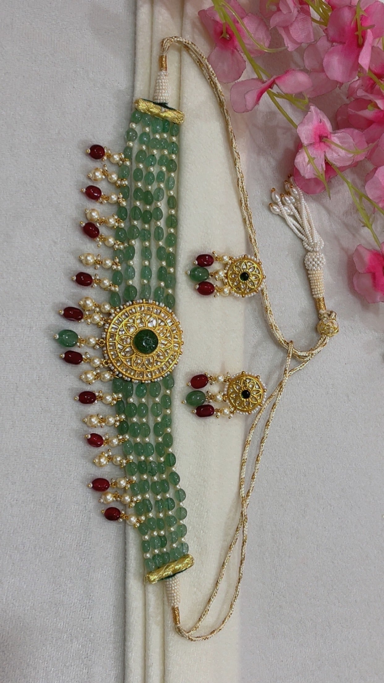 22K Gold Hallmarked Diamond Polki Necklace Jewelry