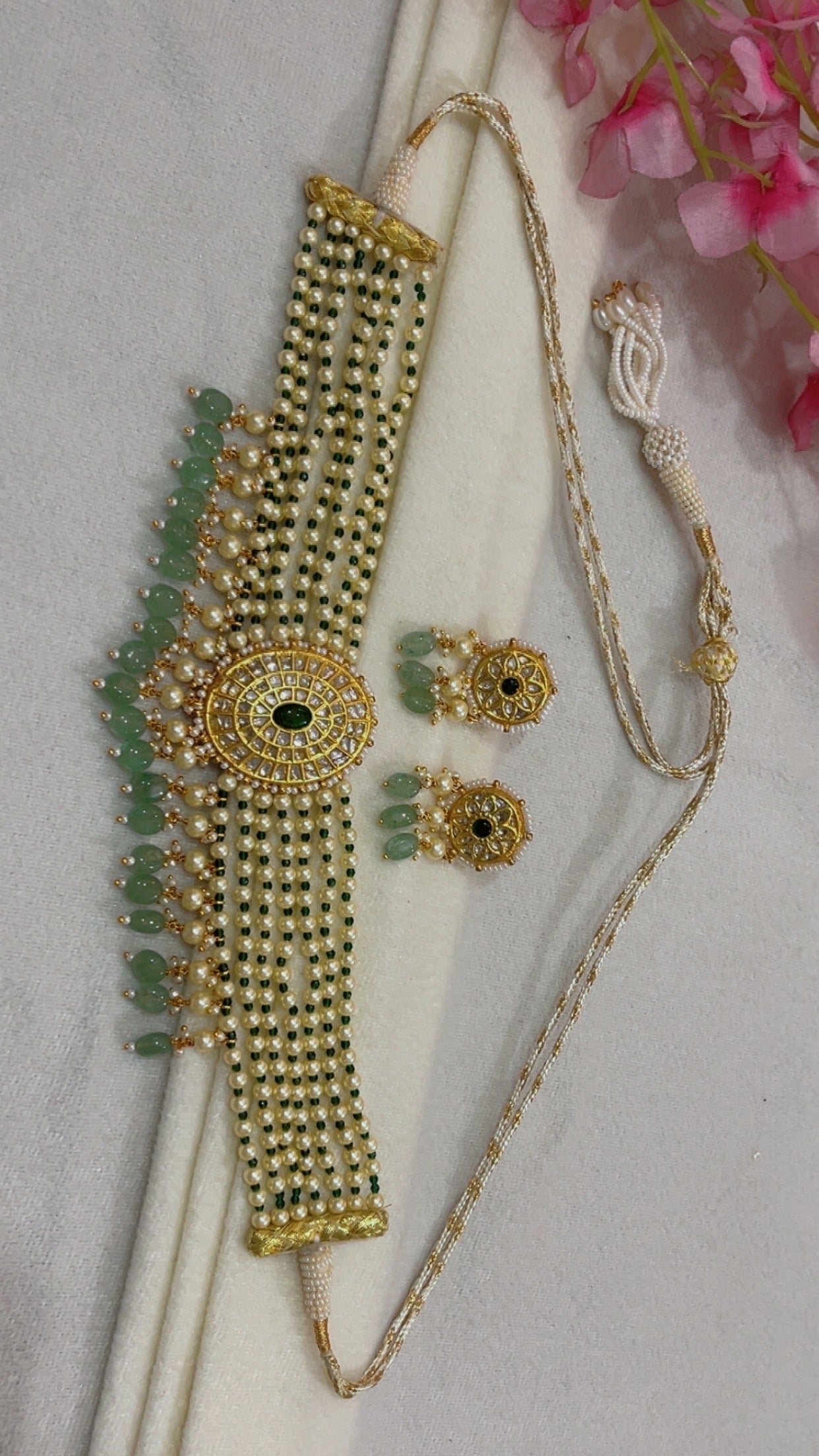 22K Gold Hallmarked Diamond Polki Necklace Jewelry