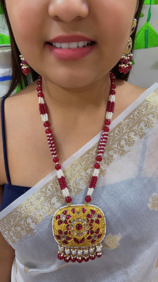 22K Gold Hallmarked Diamond Polki Necklace Jewelry