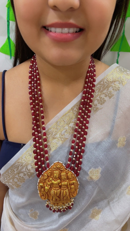 22K Gold Hallmarked Diamond Polki Radha Krishn Necklace Jewelry