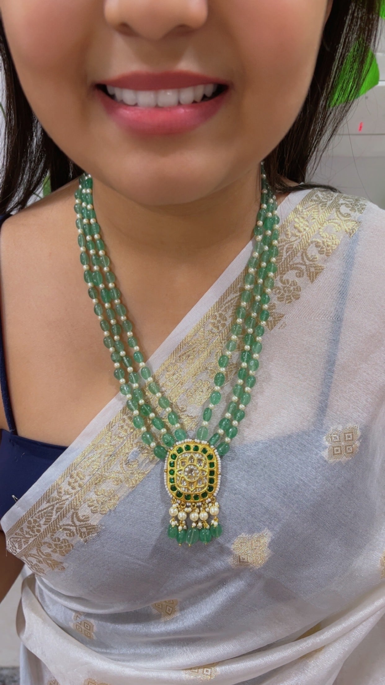 22K Gold Hallmarked Diamond Polki Necklace Jewelry