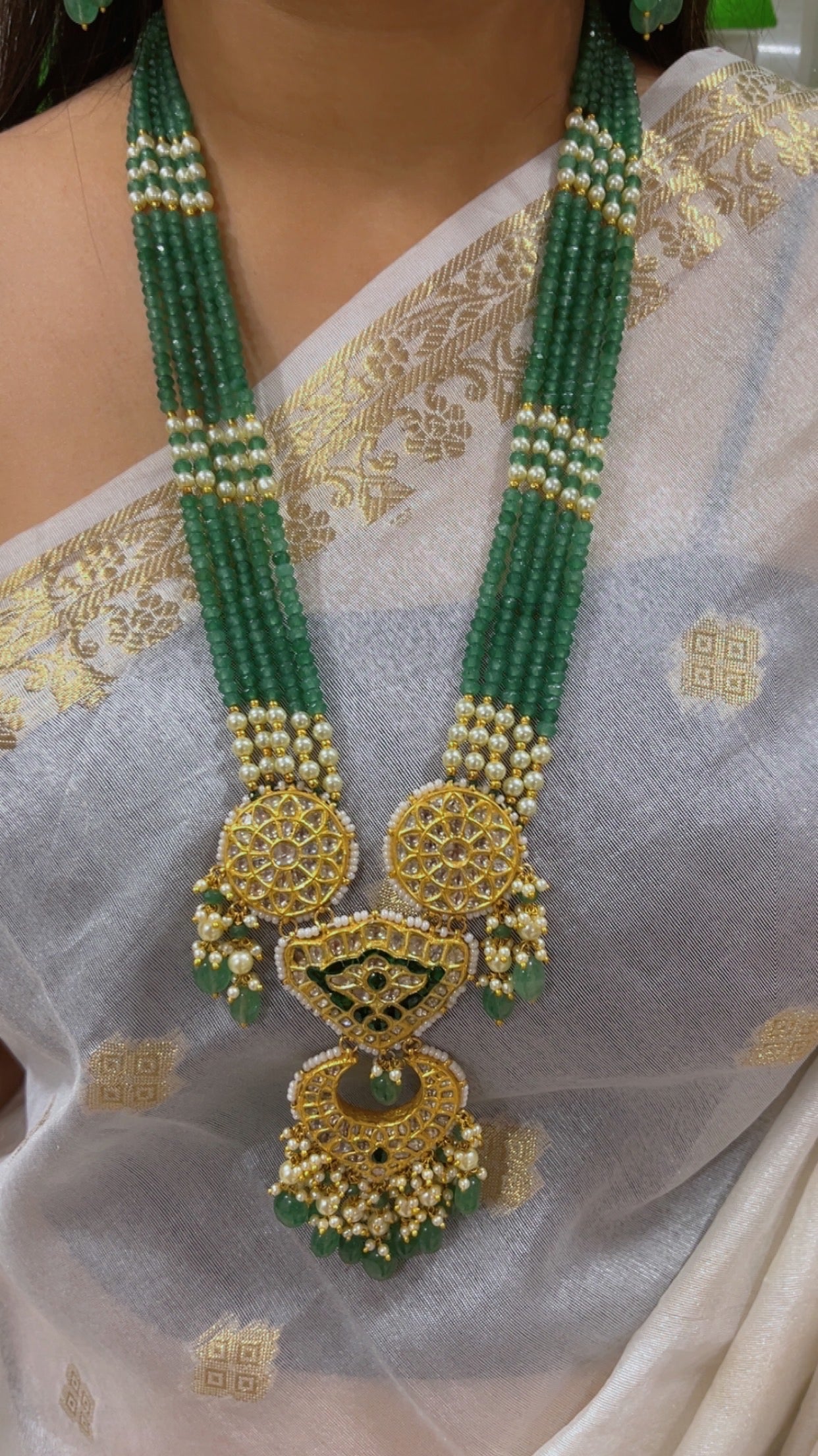 22K Gold Hallmarked Diamond Polki Necklace Jewelry