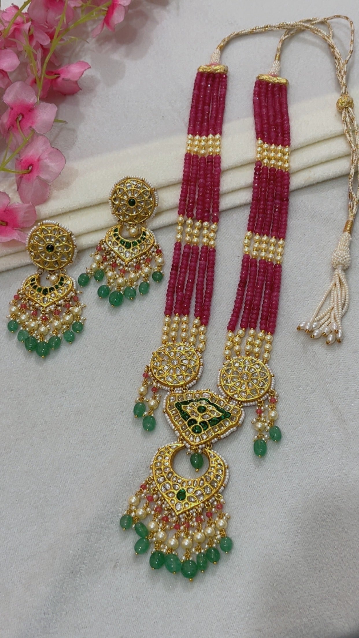 22K Gold Hallmarked Diamond Polki Necklace Jewelry