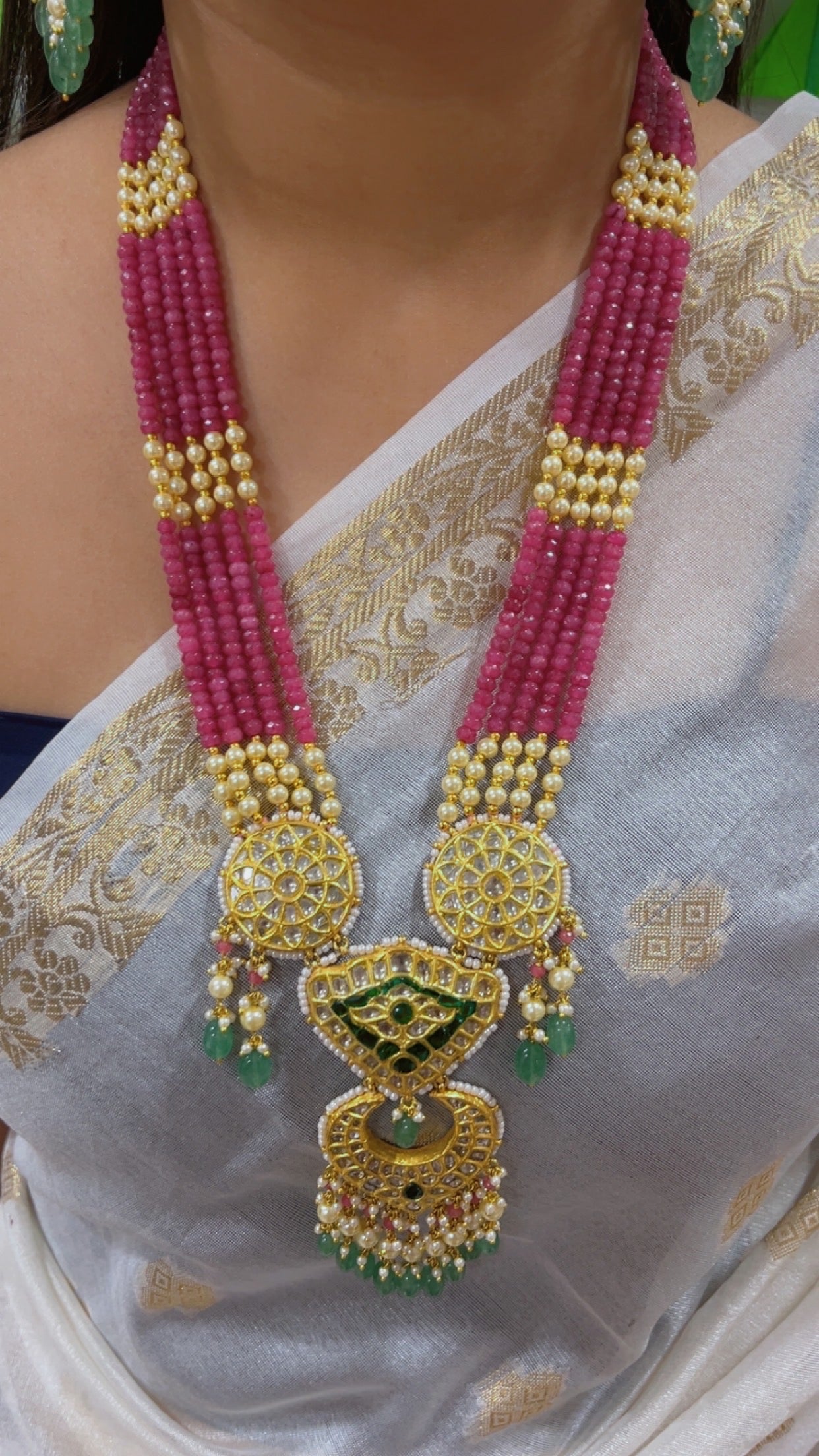 22K Gold Hallmarked Diamond Polki Necklace Jewelry
