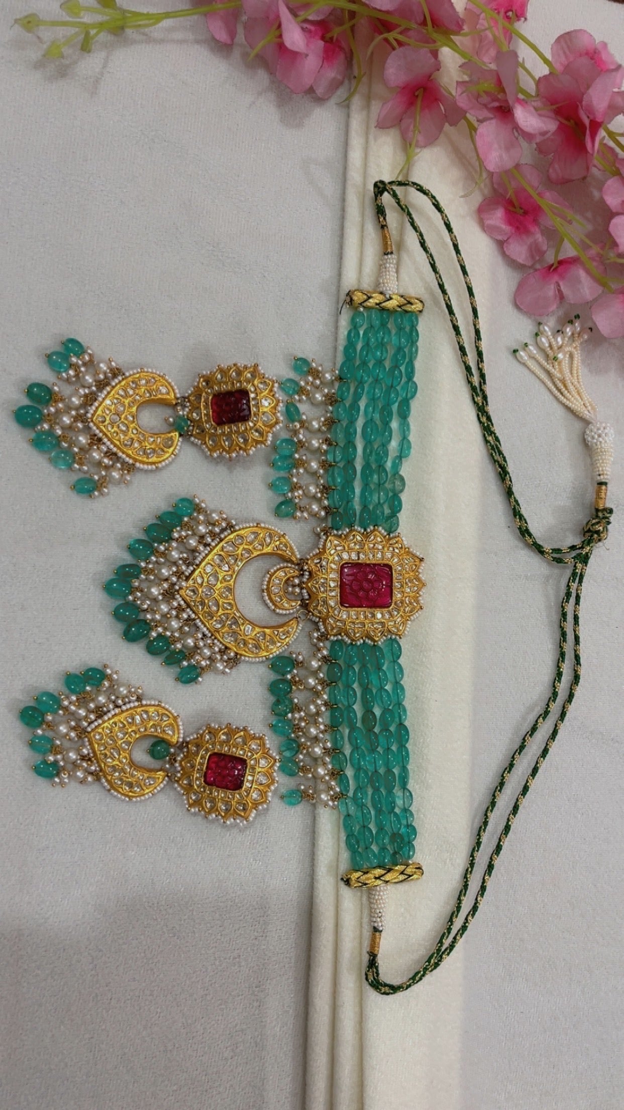 22K Gold Hallmarked Diamond Polki Necklace Jewelry