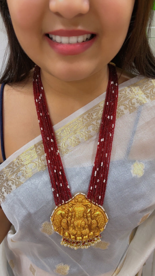 22K Gold Hallmarked Diamond Polki Lakshmi ji Necklace Jewelry