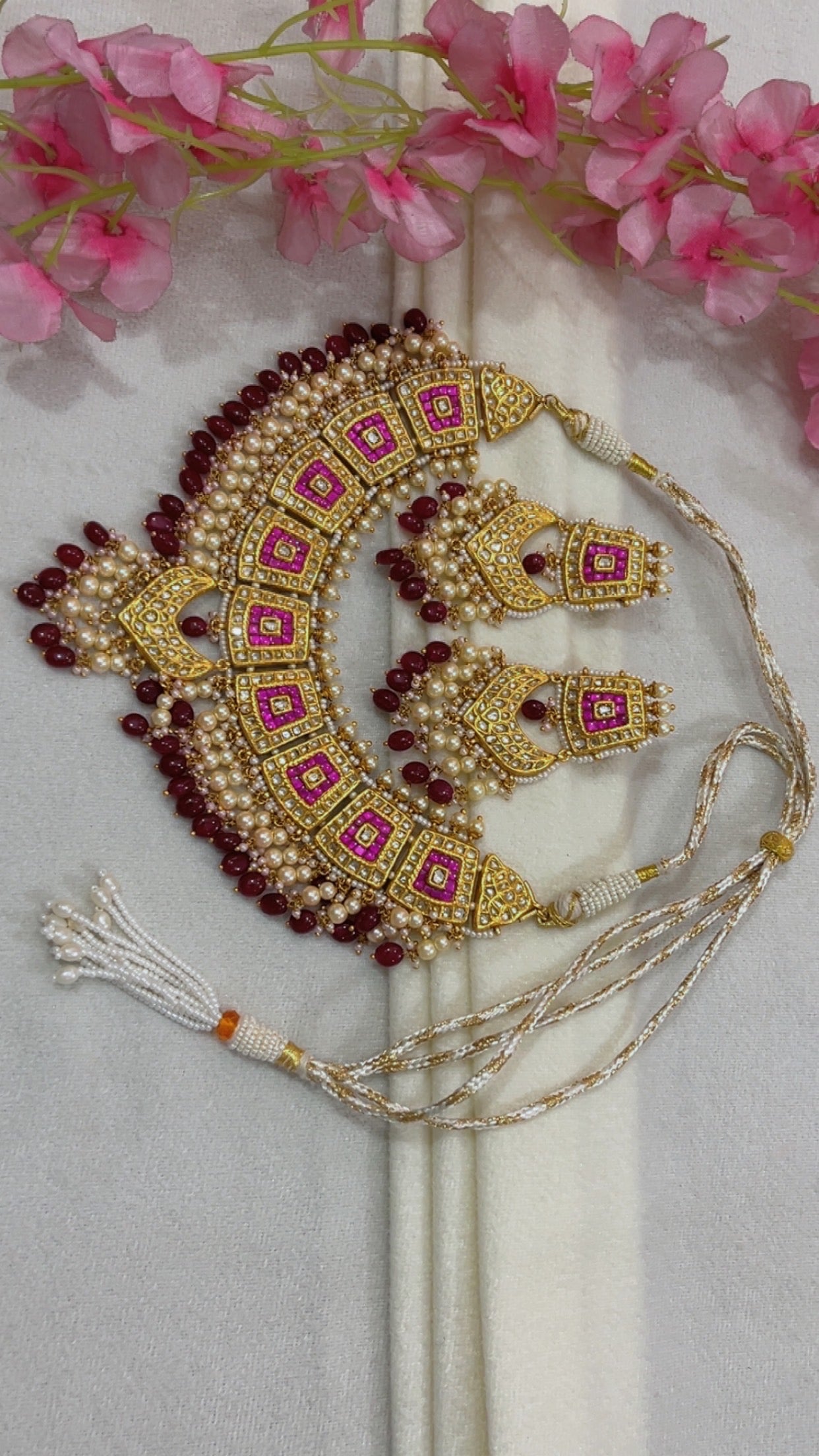 22K Gold Hallmarked Diamond Polki Necklace Jewelry