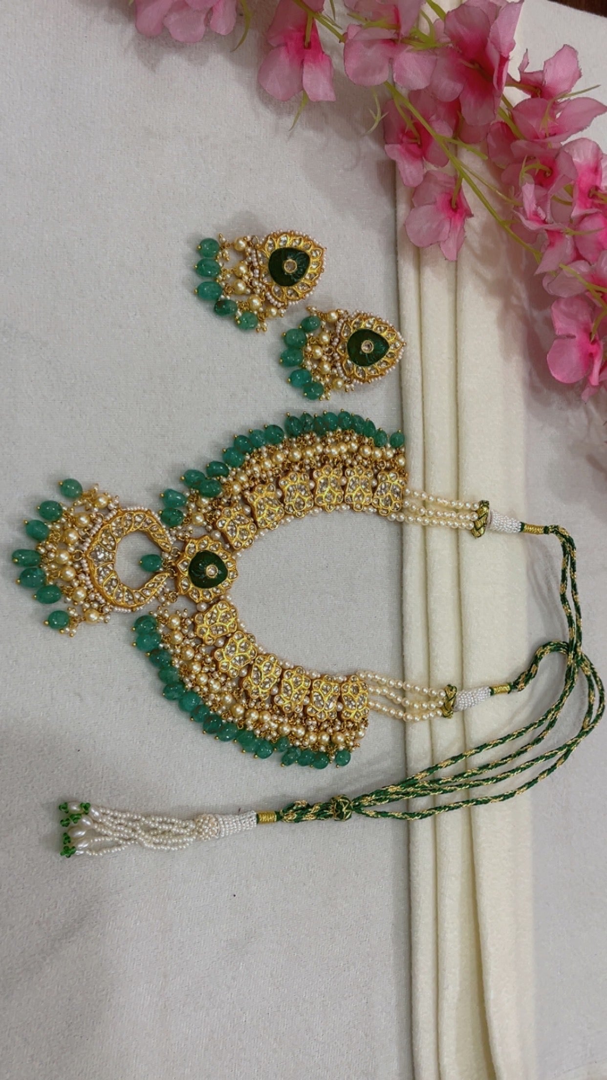 22K Gold Hallmarked Diamond Polki Necklace Jewelry