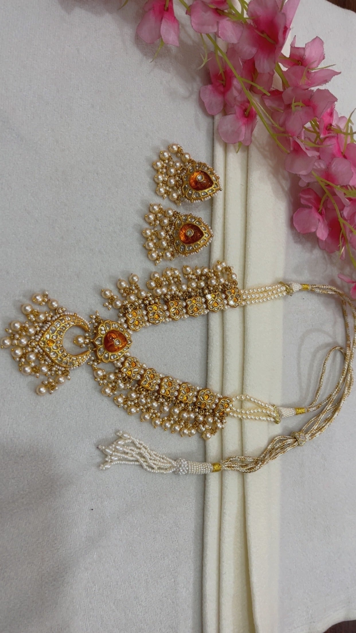 22K Gold Hallmarked Diamond Polki Necklace Jewelry
