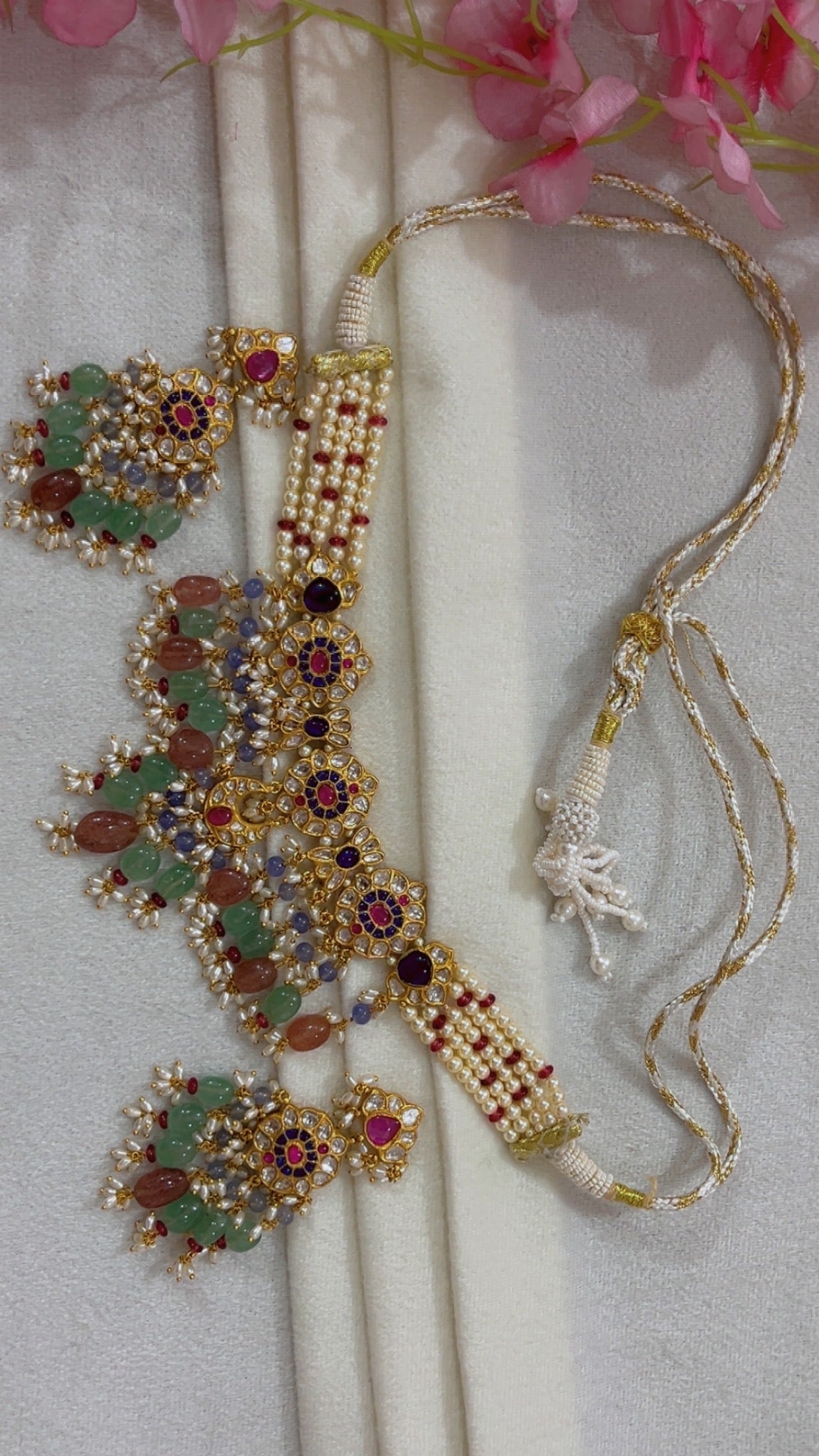 22K Gold Hallmarked Diamond Polki Necklace Jewelry